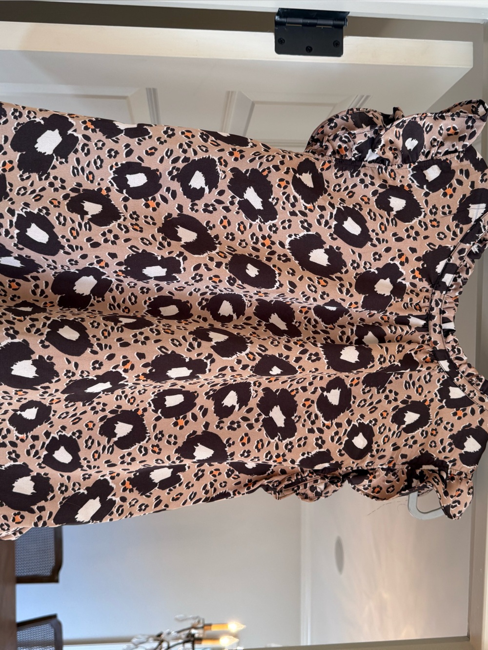 THML Girls' Tan and Black Leopard Ruffle Sleeve Dress